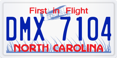 NC license plate DMX7104