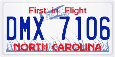 NC license plate DMX7106