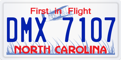 NC license plate DMX7107