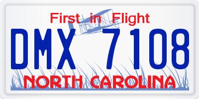 NC license plate DMX7108