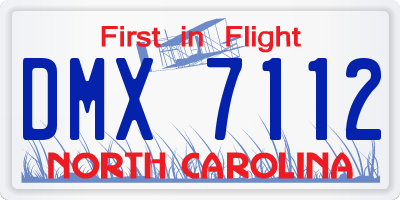 NC license plate DMX7112
