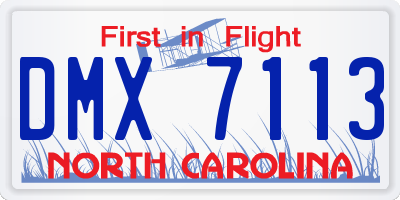 NC license plate DMX7113