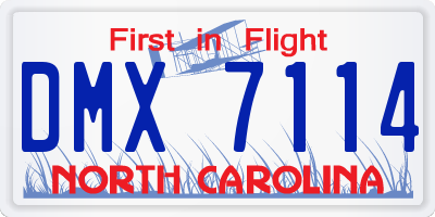 NC license plate DMX7114