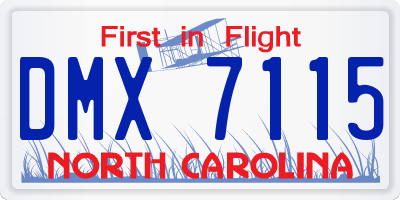 NC license plate DMX7115