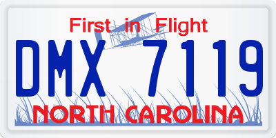 NC license plate DMX7119