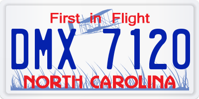 NC license plate DMX7120