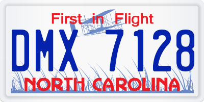 NC license plate DMX7128