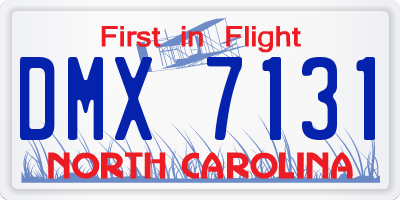 NC license plate DMX7131