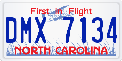 NC license plate DMX7134