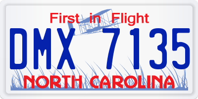 NC license plate DMX7135