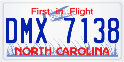 NC license plate DMX7138