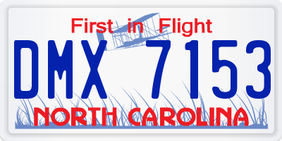 NC license plate DMX7153