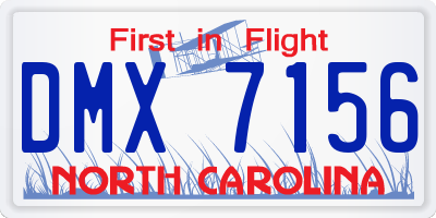 NC license plate DMX7156