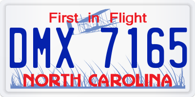NC license plate DMX7165