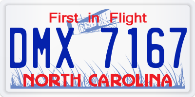 NC license plate DMX7167