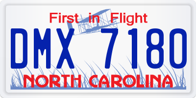 NC license plate DMX7180