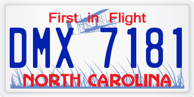 NC license plate DMX7181