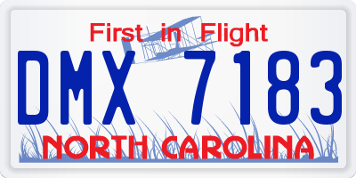 NC license plate DMX7183