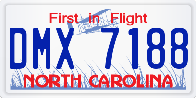 NC license plate DMX7188