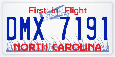 NC license plate DMX7191