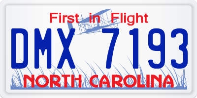 NC license plate DMX7193