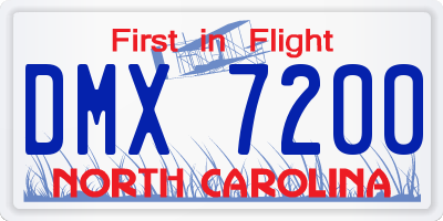 NC license plate DMX7200