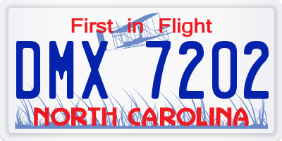 NC license plate DMX7202