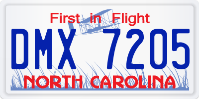 NC license plate DMX7205