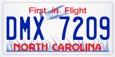 NC license plate DMX7209