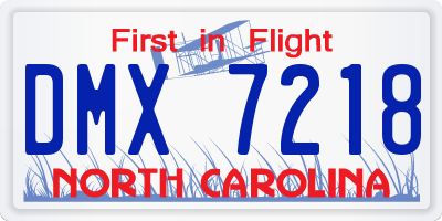 NC license plate DMX7218