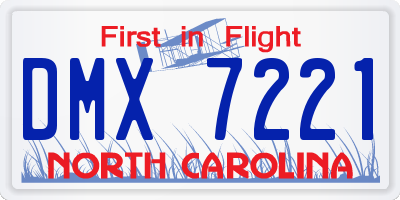 NC license plate DMX7221