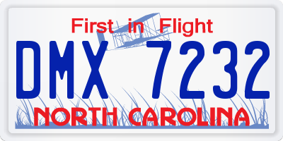 NC license plate DMX7232