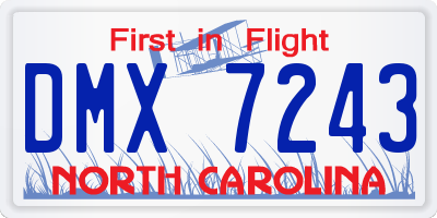 NC license plate DMX7243