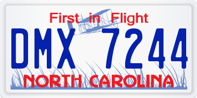 NC license plate DMX7244