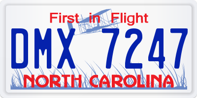NC license plate DMX7247