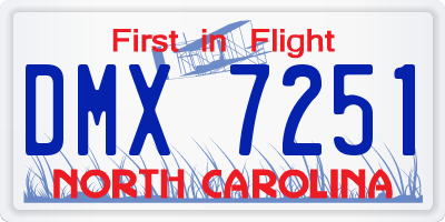 NC license plate DMX7251