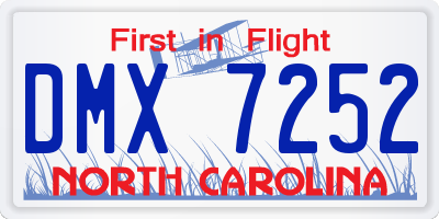 NC license plate DMX7252