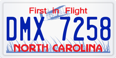 NC license plate DMX7258