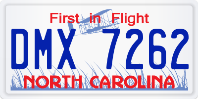 NC license plate DMX7262