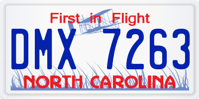 NC license plate DMX7263