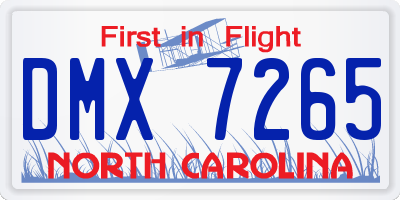 NC license plate DMX7265