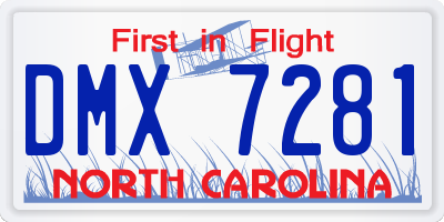 NC license plate DMX7281