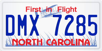 NC license plate DMX7285