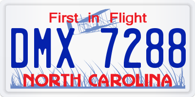 NC license plate DMX7288