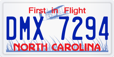 NC license plate DMX7294