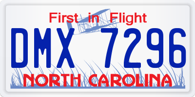 NC license plate DMX7296