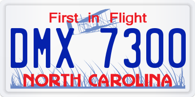 NC license plate DMX7300