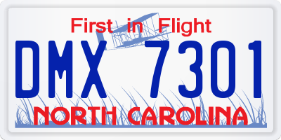 NC license plate DMX7301