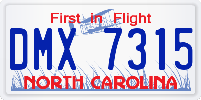 NC license plate DMX7315