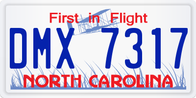 NC license plate DMX7317